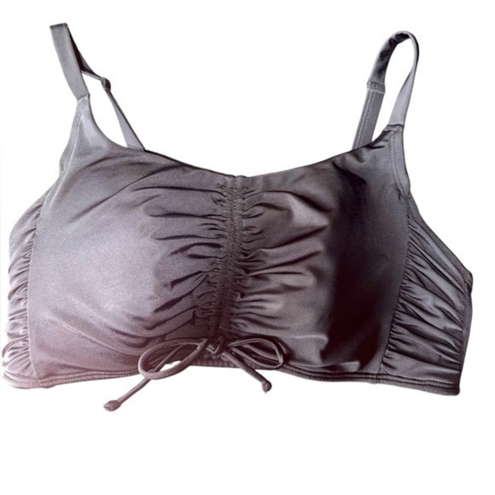 ▶️ Cacique ◀️ Bikini Swim Top Lightly Lined No Wire Black Ruched Size 12